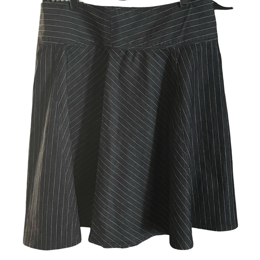 Bisou Bisou Denim Skirt Women Size 12 Midi Jean Stretch Zip Striped Y2k
